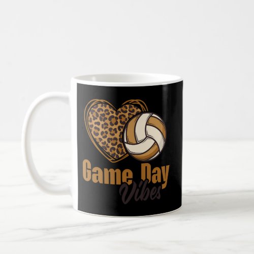 Game Day Vibes Mom Bleached Leopard Heart Volleyba Coffee Mug