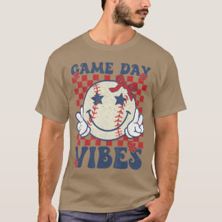 Game Day Vibes Retro Coquette Bow Baseball Girls W T-Shirt