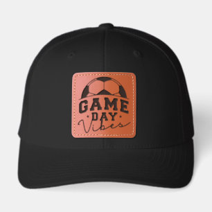 Game Day Vibes Soccer Leather Patch Trucker Hat 