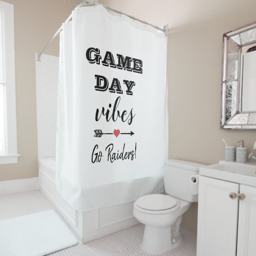 Game Day Vibes Team Heart Personalized Text Shower Curtain