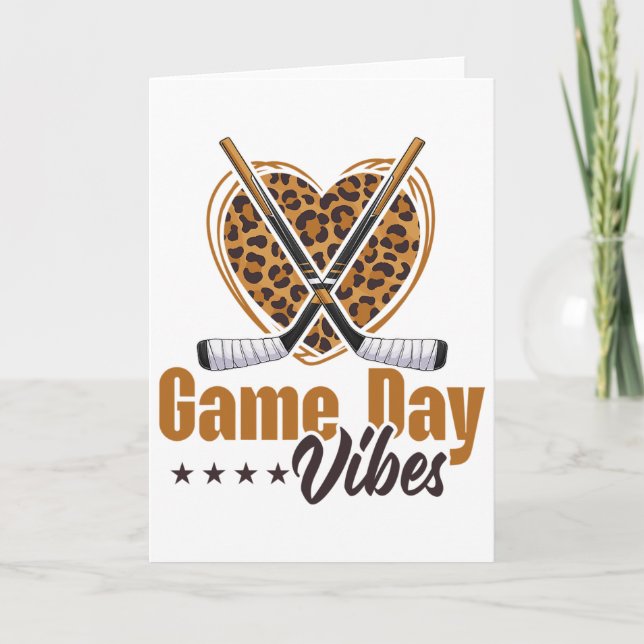 Game Day Vibes Women Mom Bleached Leopard Heart Ho Card (Front)