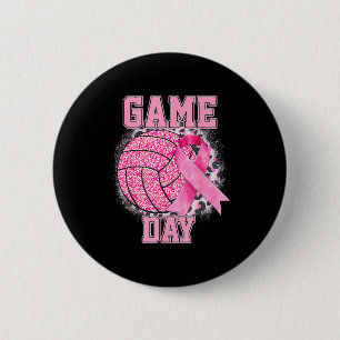 Game Day Volleyball Breast Cancer Awareness Nk Rib Button
