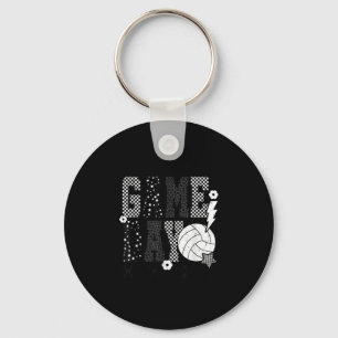 Game Day Volleyball Checkered Funny Volleyball Keychain