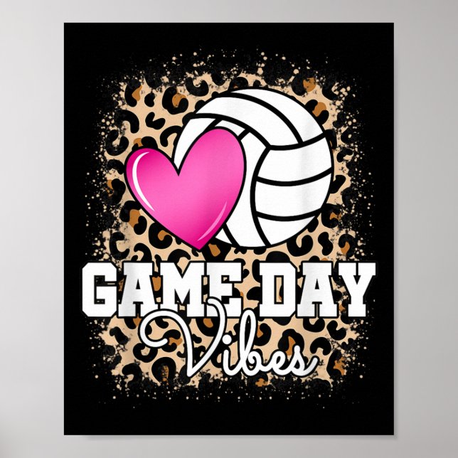 Game Day Volleyball Leopard Print Women Ladies Vol (Front)