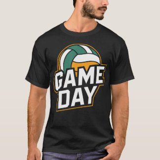 Game Day Volleyball Sport Colorful White Green T-Shirt