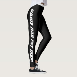 Game Day White Black Activewear Custom Pet Mom Cat Leggings