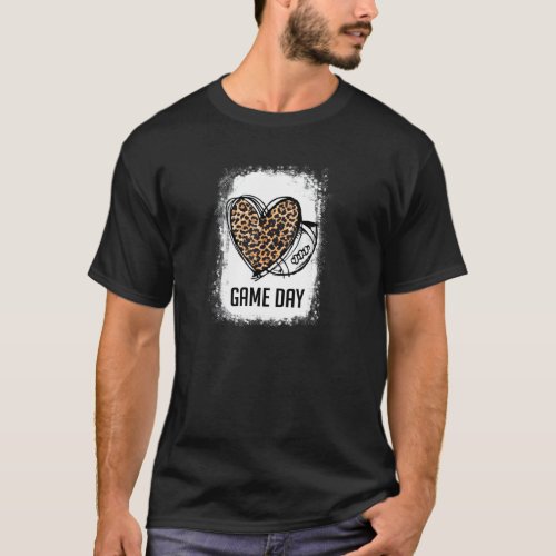 Game Day With Leopard He Football Lovers Mom Bleac T_Shirt