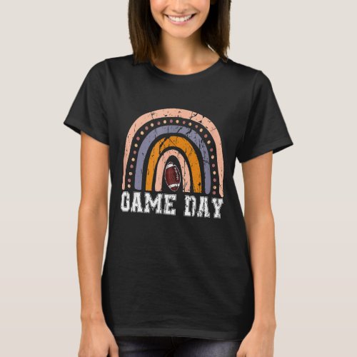 Game Day With Leopard Rainbow Football  Mom Rainbo T_Shirt