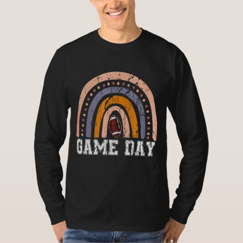 Game Day With Leopard Rainbow Football  Mom Rainbo T_Shirt