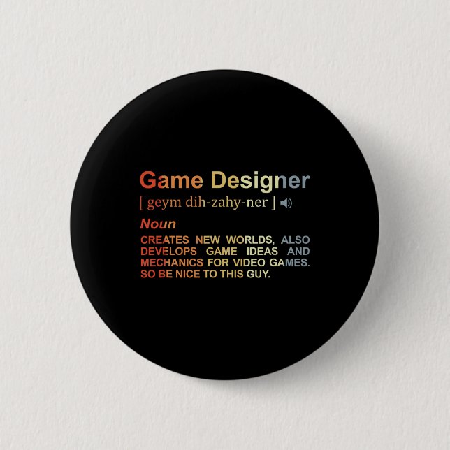 Game Designer Definition Game Programmer Game Dev  Button (Front)