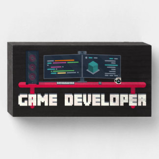 Game Developer Box Wood Sign