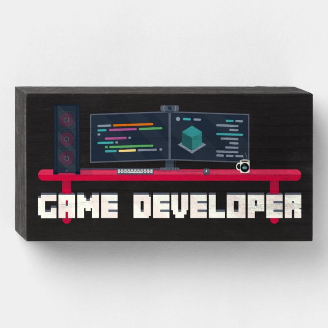 Game Developer Box Wood Sign (Front Horizontal)