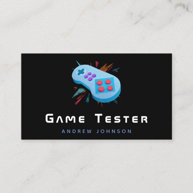 Game Developer Tester Modern Gaming Theme Cool  Business Card (Front)