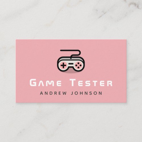 Game Developer Tester Pink Joystick Controller  Business Card