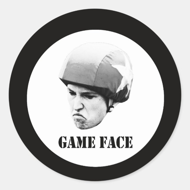 game face - big.jpg classic round sticker (Front)