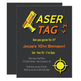 Game For Laser Tag Kids Birthday Party Invitations