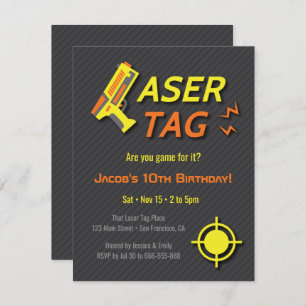 Game For Laser Tag Kids Birthday Party Invitations