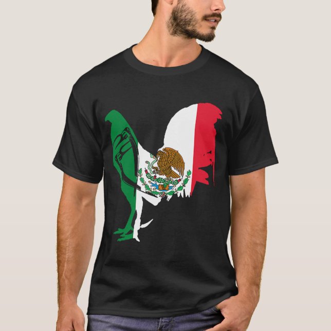 Game fowl Mexico Mexican flag gaff rooster Gamefow T-Shirt (Front)