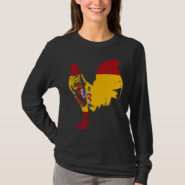 Game fowl Spain Spanish flag gaff rooster Gamefowl T-Shirt (Front)