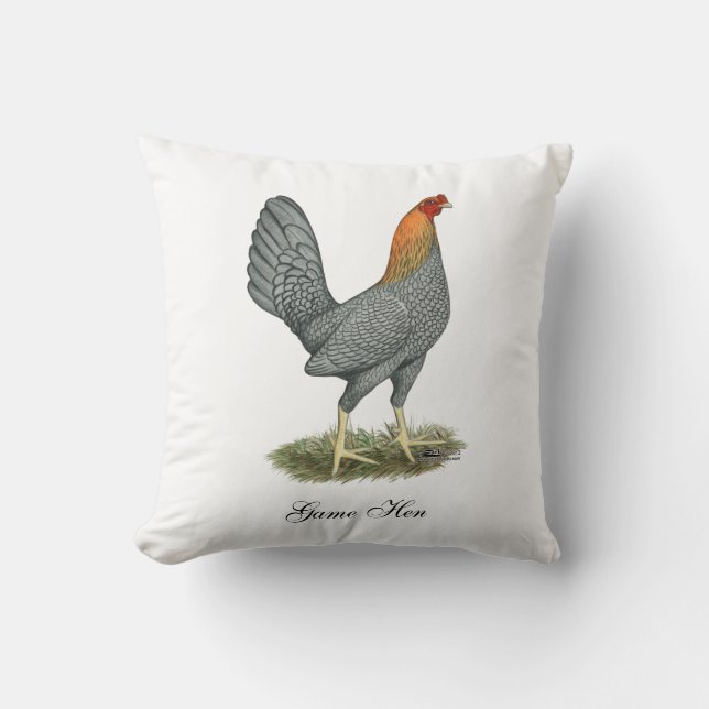 Game Hen Blue Red Throw Pillow (Front)