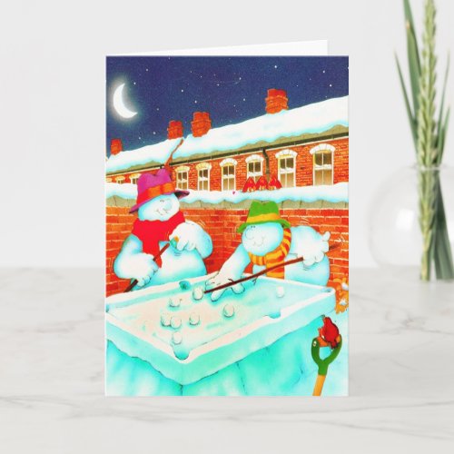 Game in the snow holiday card