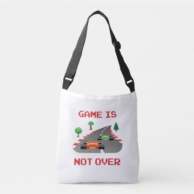 Game is not over Pixelated Video Game Crossbody Bag (Front)