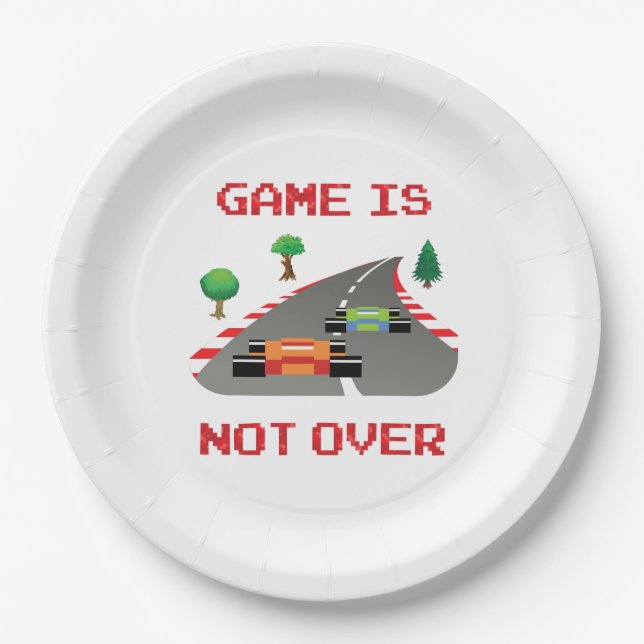 Game is not over Pixelated Video Game Paper Plates (Front)