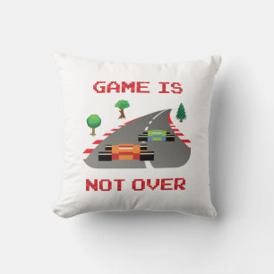 Game is not over Pixelated Video Game Throw Pillow