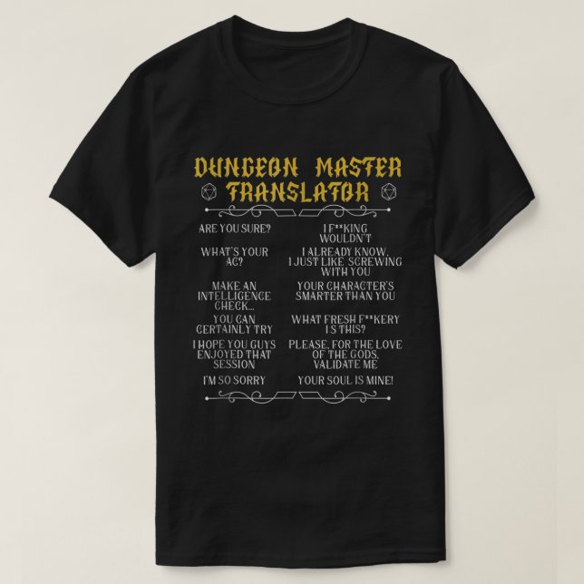 Game Master Translator RPG Tabletop Humor Tee (Design Front)
