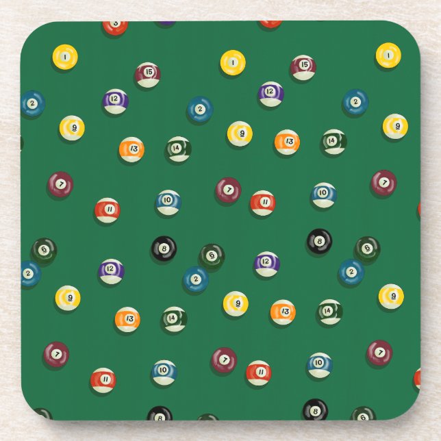 Game Night Billiards Pool Table Pool Shark Beverage Coaster (Front)