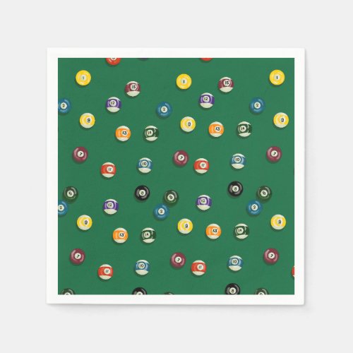 Game Night Birthday Billiards Pool Table Napkins