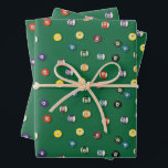 Game Night Birthday Billiards Pool Table Wrapping Paper Sheets<br><div class="desc">This pattern features hand drawn balls 1-15,  solids and stripes evoking the classic competition.</div>