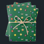 Game Night Birthday Billiards Pool Table Wrapping Paper Sheets<br><div class="desc">This pattern features hand drawn balls 1-15,  solids and stripes evoking the classic competition.</div>