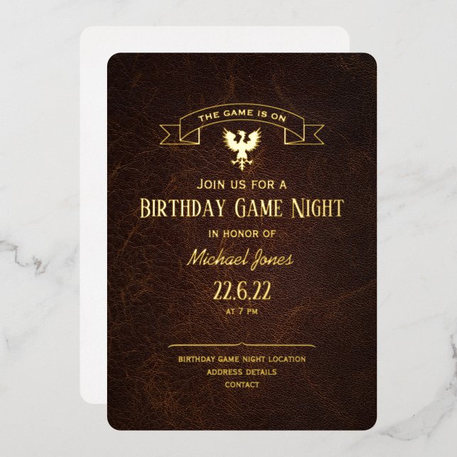 Game night birthday Fantasy griffin CC1260 Foil Invitation (Front/Back)