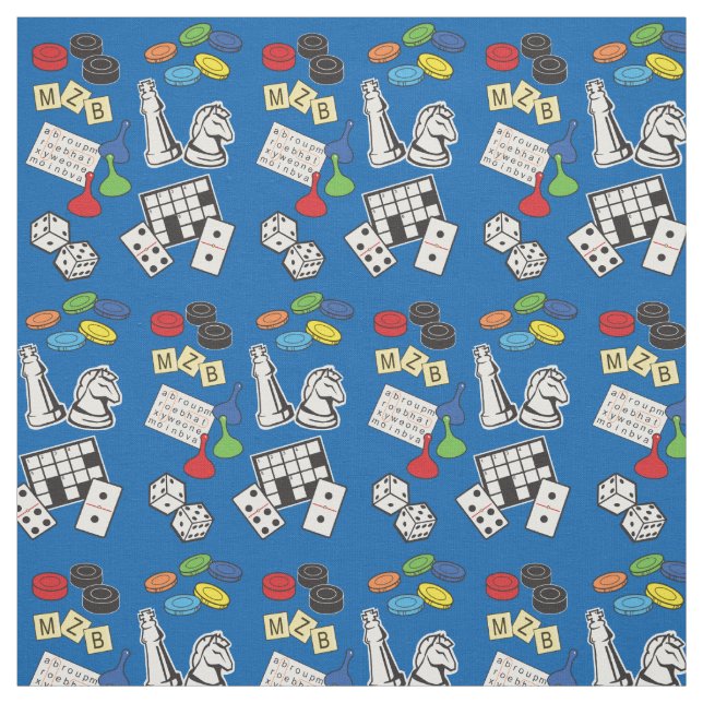 Game Night, Board Games, and Word Puzzles Fabric (Swatch)