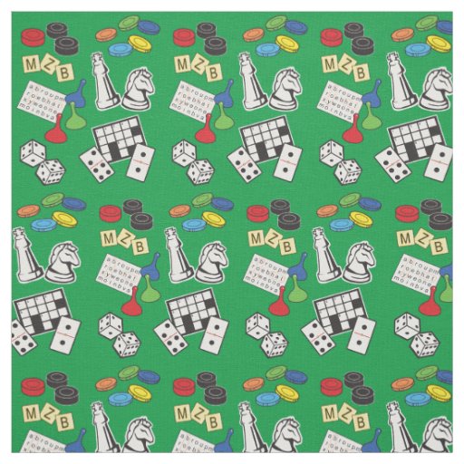 Game Night, Board Games, and Word Puzzles Fabric