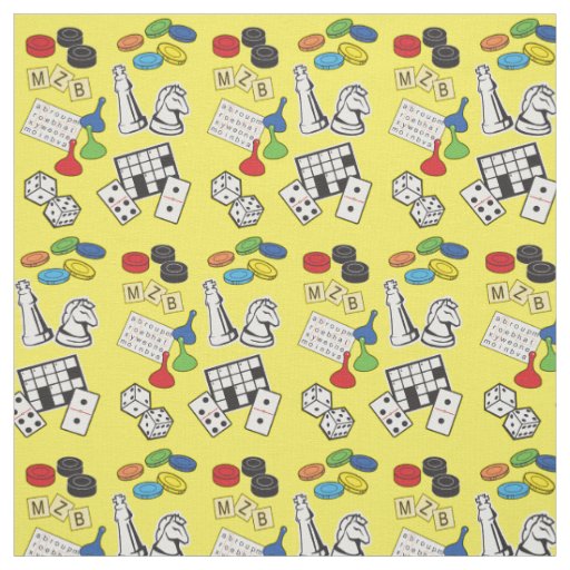 Game Night, Board Games, and Word Puzzles Fabric