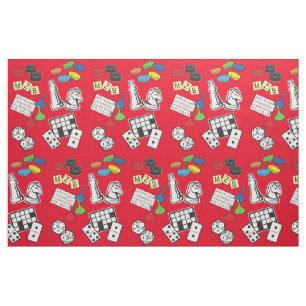 Game Night, Board Games, and Word Puzzles Fabric