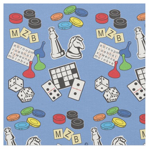 Game Night, Board Games, and Word Puzzles Fabric