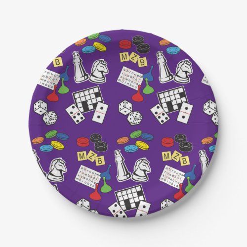 Game Night Board Games and Word Puzzles Paper Plates
