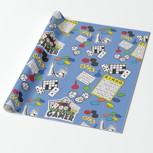 Game Night Board Games and Word Puzzles Wrapping Paper