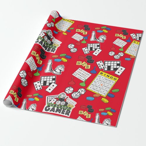 Game Night Board Games and Word Puzzles Wrapping Paper