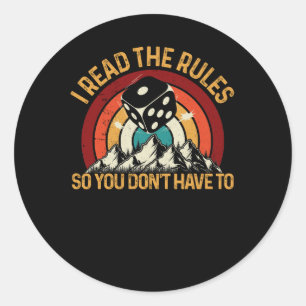 Game Night Board Games I Read The Rules So I Dont Classic Round Sticker