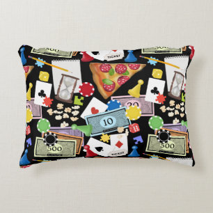 Game Night Board Games Snacks Party Accent Pillow