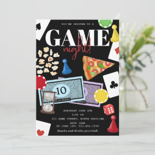Game Night Board Games Snacks Party Invitation