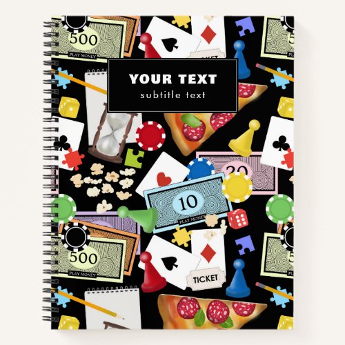 Game Night Board Games Snacks Party Notebook