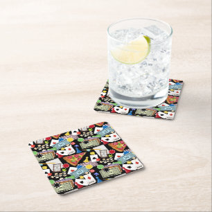Game Night Board Games Snacks Party Square Paper Coaster