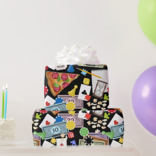 Game Night Board Games Snacks Party Wrapping Paper