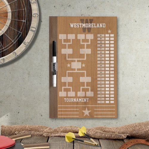 Game Night Brackets and Scoreboard Wood Style Dry Erase Board