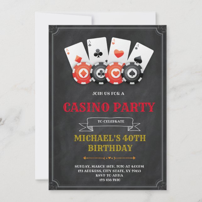 Game night casino party invitation (Front)